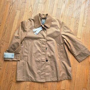 NWT Uniqlo Short Coat Shimmer Metallic Bronze Tan Trench Coat Lined Size L